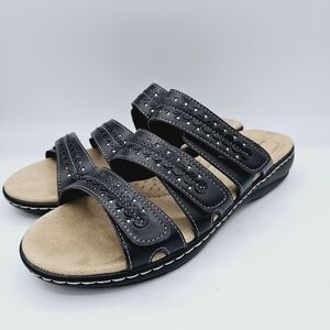Solanz Kiki Black Sandals, size 9.5
